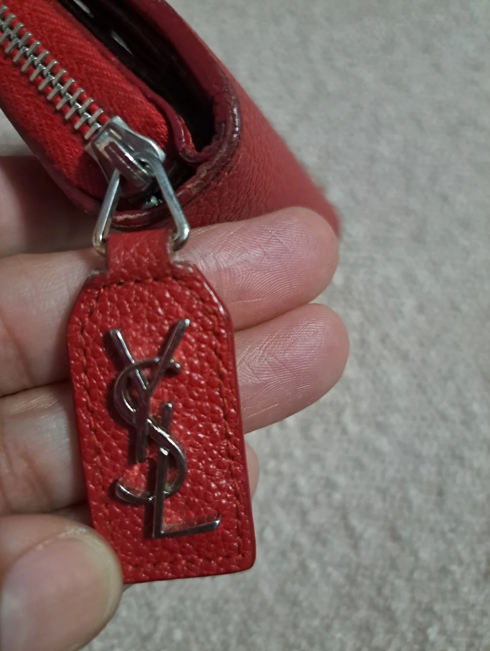Saint Laurent Red Pebbled Zip-Around Card Wallet - Picture 5 of 10